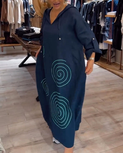 Kjole Med Hætte Langærmet Løs Pasform