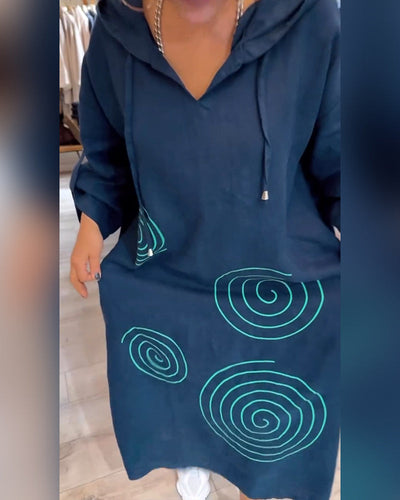 Kjole Med Hætte Langærmet Løs Pasform