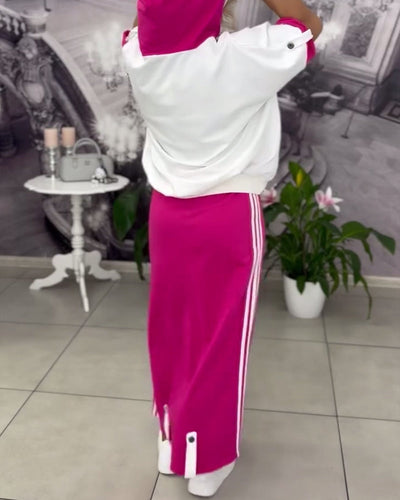 Sæt Med Hætte Snøre Trykt Nederdel