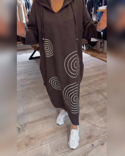 Kjole Med Hætte Langærmet Løs Pasform